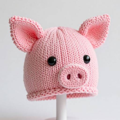 Whimsical Pink Knitted Piggy Hat