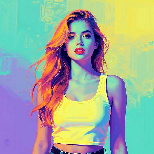 Neon Pop Art Woman Portrait