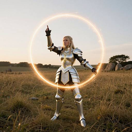 Fantasy Paladin Casting Magic Light