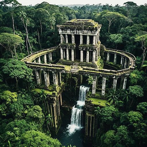 Ancient Ruined Temple in Rainforest