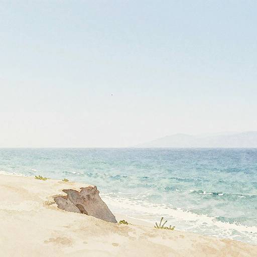 Minimalist Soft Watercolor Cliffside Landscape