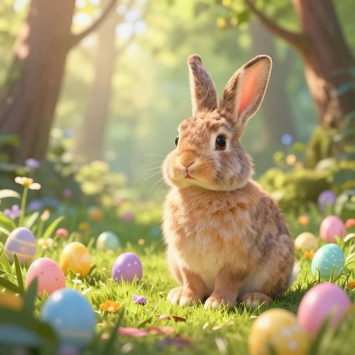 Easter Bunny in Serene Woodland