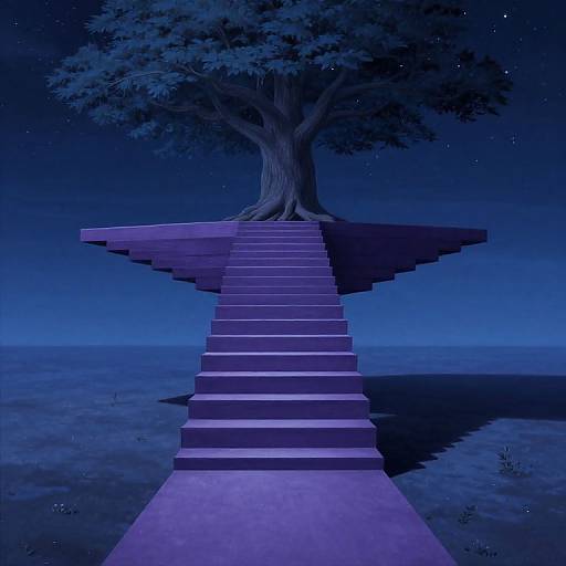 Surreal Floating Staircase Under Starlight