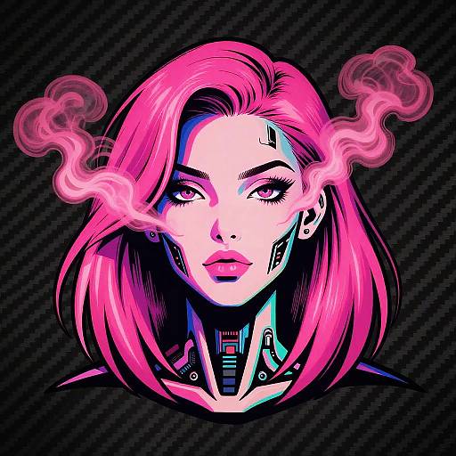 Neon Pink Cyborg Pop Art