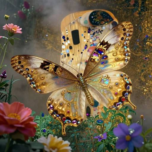 Klimt-Inspired Regal Butterfly Garden