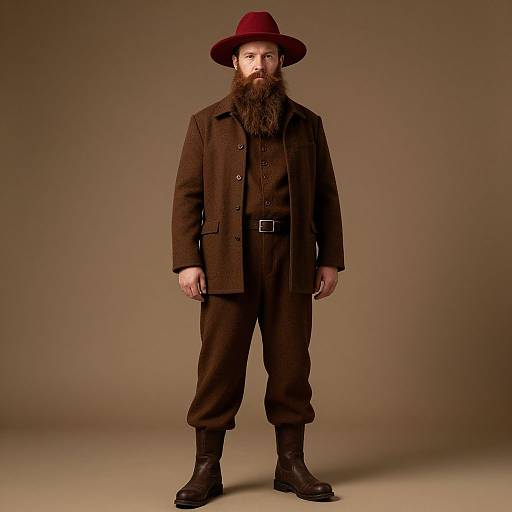 Bearded Man in Brown Outfit
