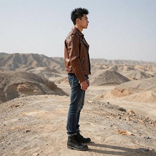 Young Man in Desert Landscape Portrait