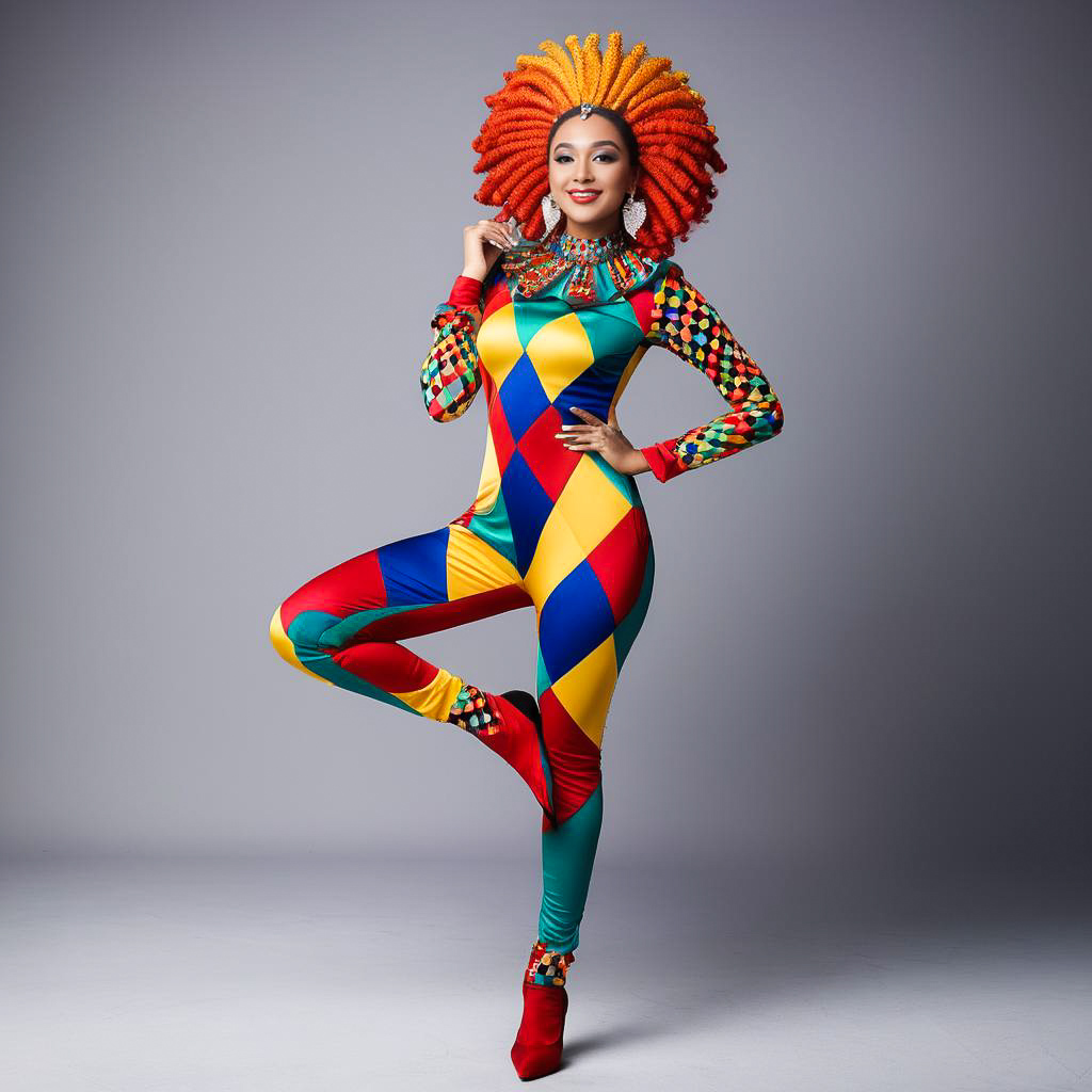 Whimsical Jester in Colorful Costume