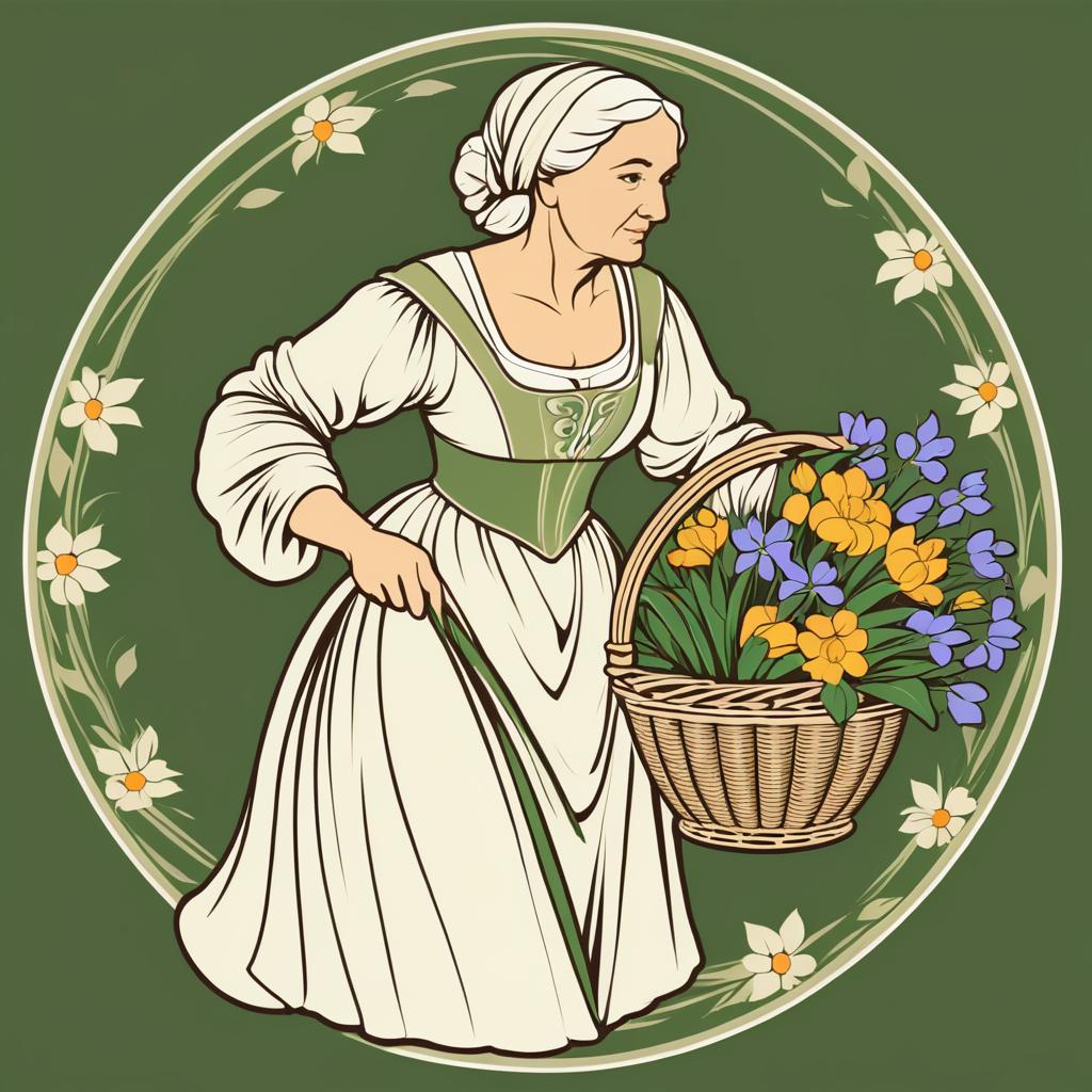 Renaissance Elderly Woman with Flowers