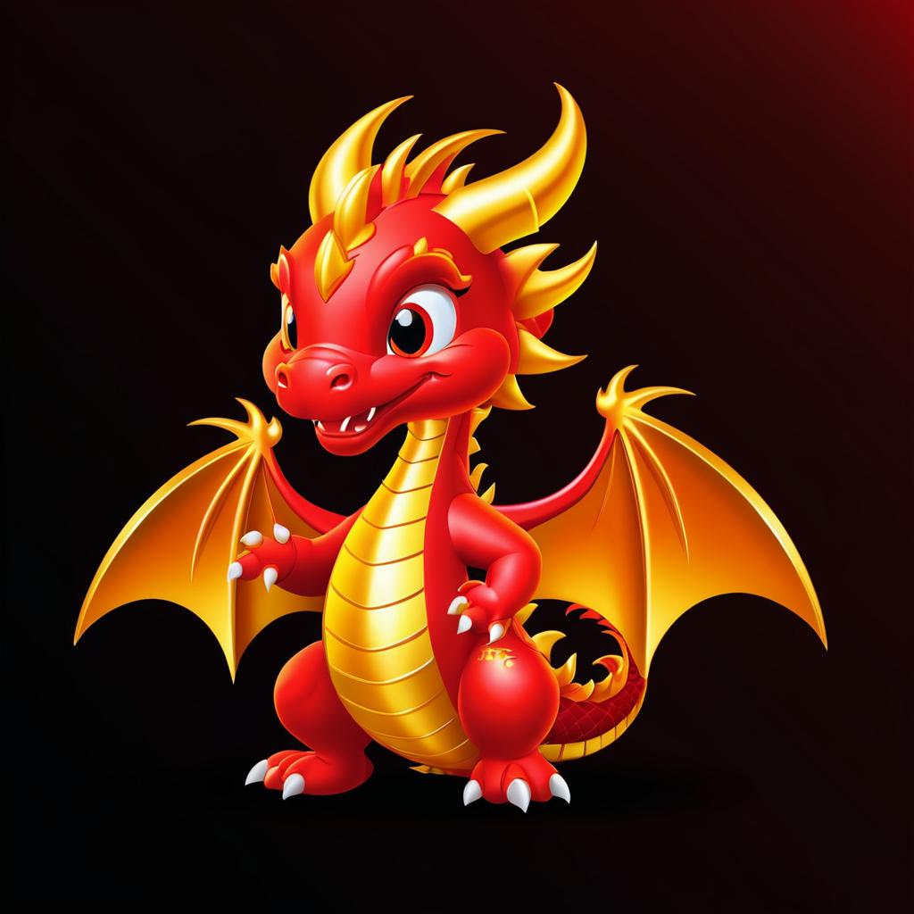 Adorable 3D Vector Dragon for Tees