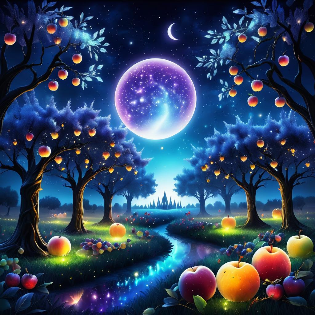 Enchanting Moonlit Orchard Scene