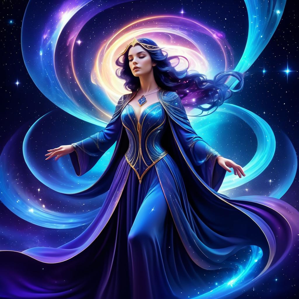 Mysterious Sorceress in Cosmic Elegance