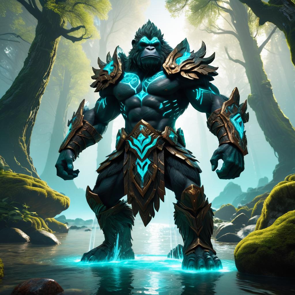 Elemental Ape Guardian in Enchanted Forest