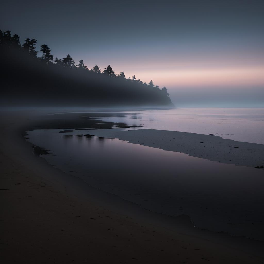 Eerie Serene Lakeshore at Dawn