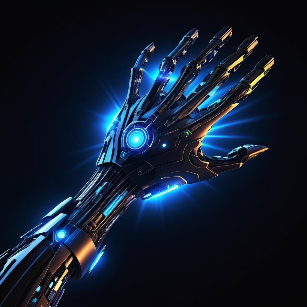 Futuristic Cybernetic Arm with Glow Effects