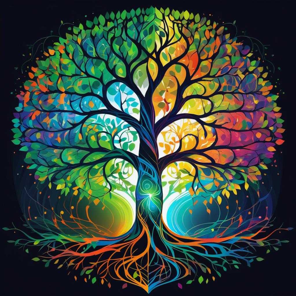 Vibrant Energy Tree and Roots Illustration