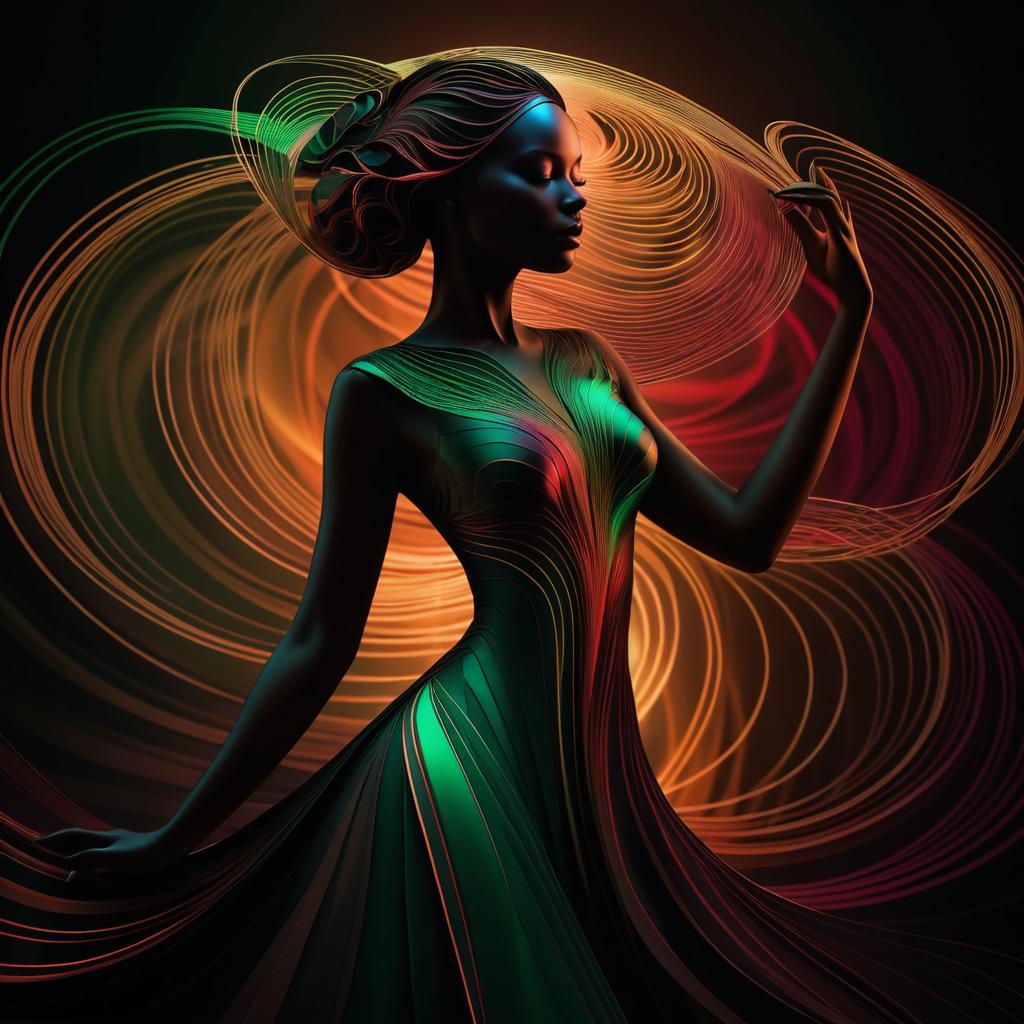 Luminous Silhouette: A Mystical Woman's Form