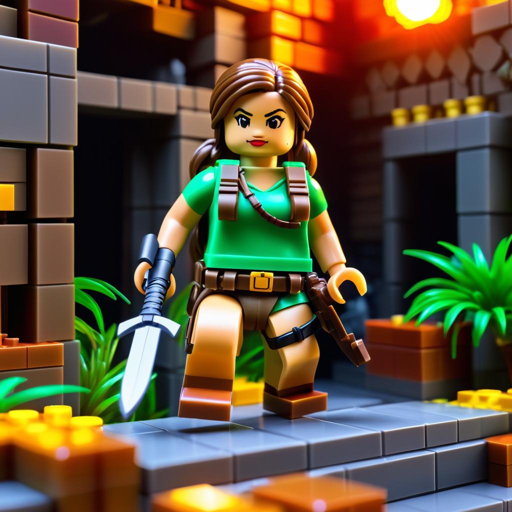 Lara Croft Lego Figurine in Action