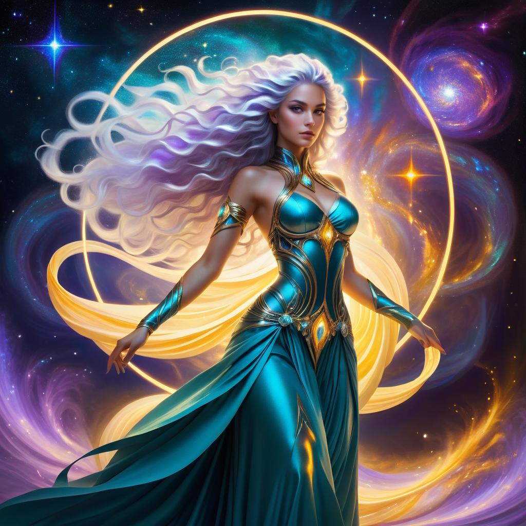 Celestial Warrior Goddess in Cosmic Splendor