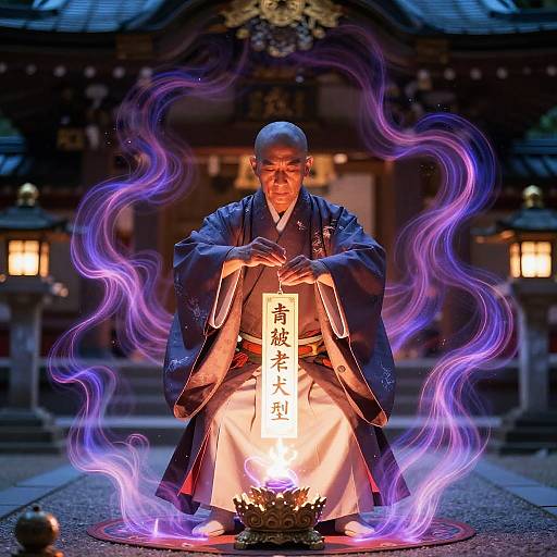 Japanese Exorcist Ritual in Shrine