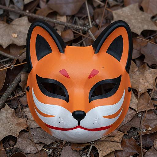 Orange Fox Mask on Forest Floor