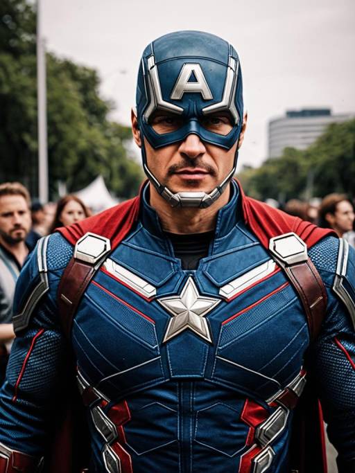 Man in Detailed Avengers Cosplay Costume