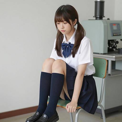 Japanese Schoolgirl in Industrial Setting