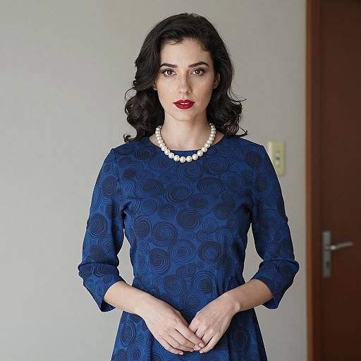 Elegant Woman in Blue Dress Portrait
