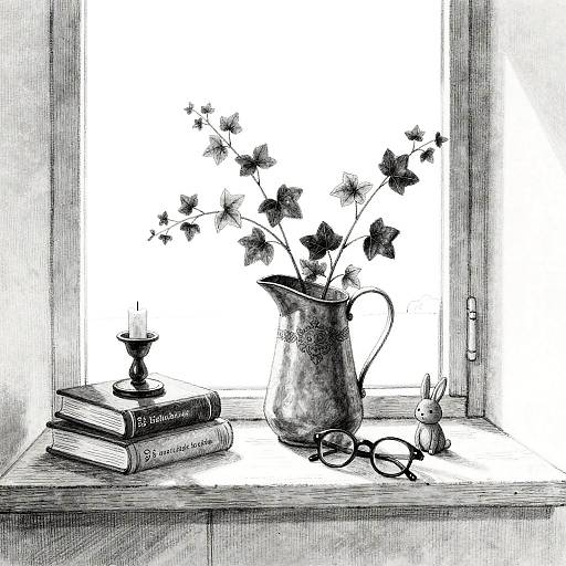 Whimsical Black-and-White Still Life