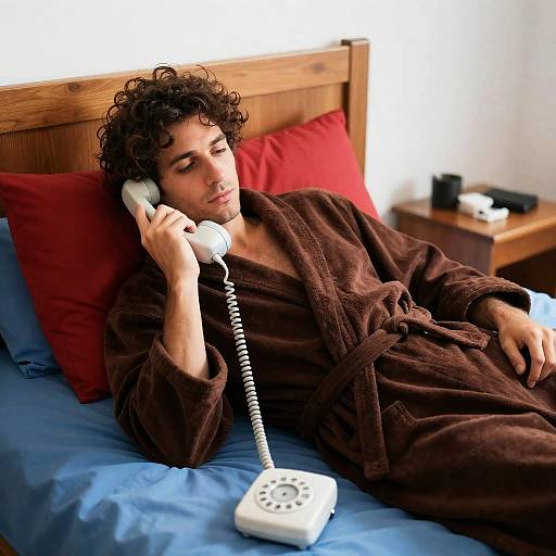 Relaxed Man on Bed with Phone