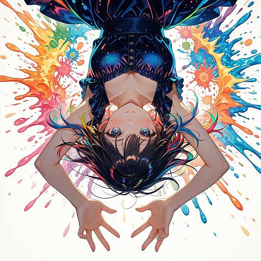 Dynamic Colorful Splash Art of Girl