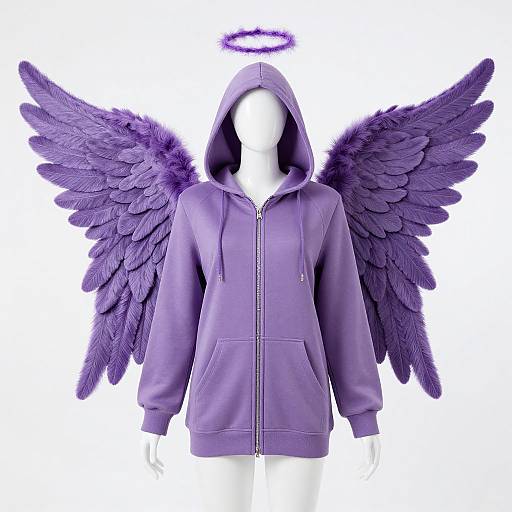 Purple Angel Hoodie with Wings