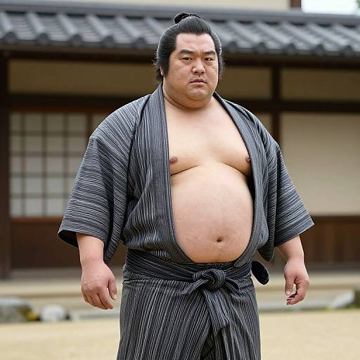 Sumo Wrestler in Traditional Outfit