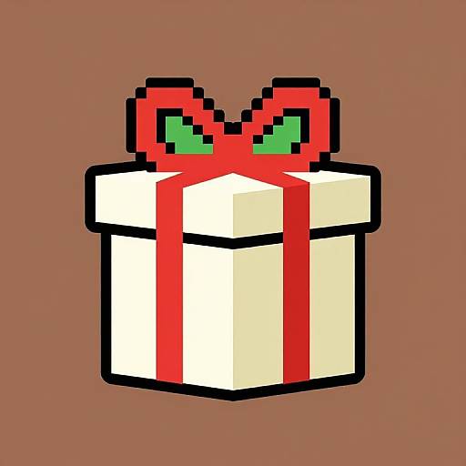 Pixelated Gift Box with Ribbon
