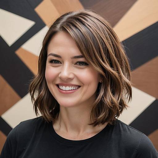 Smiling Woman with Chestnut Brown Highlights