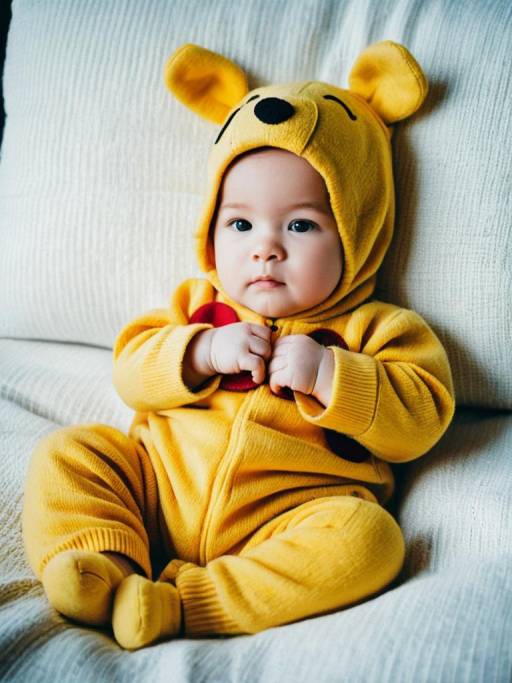Adorable Newborn in Pooh Costume Portrait