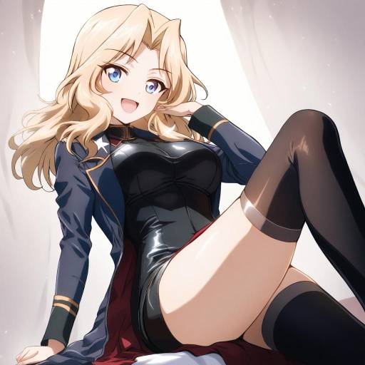 Blonde anime girl in black outfit