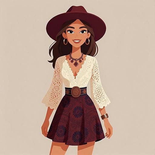 Bohemian Woman in Elegant Outfit