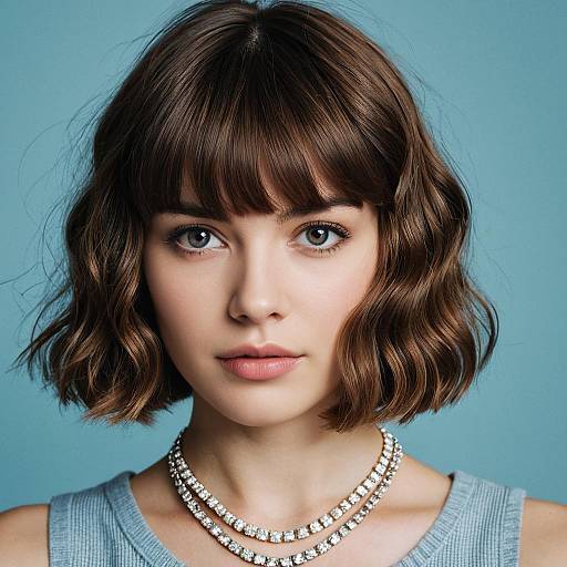 Portrait of Young Woman with Short Wavy Bob