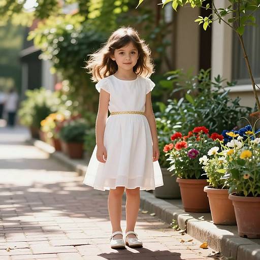 Young Girl in Sunlit Garden Scene