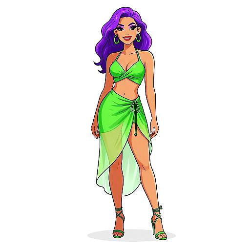 Smiling Woman in Tropical Resort Wear