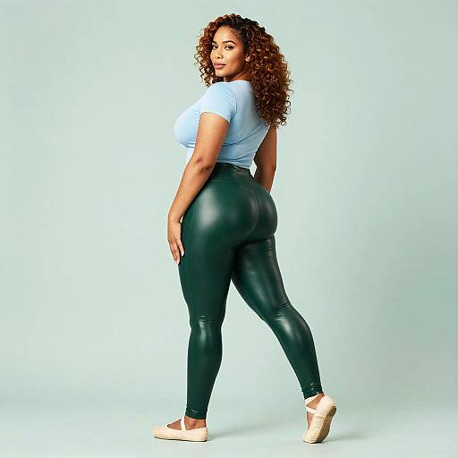 Voluptuous Woman in Glossy Leggings