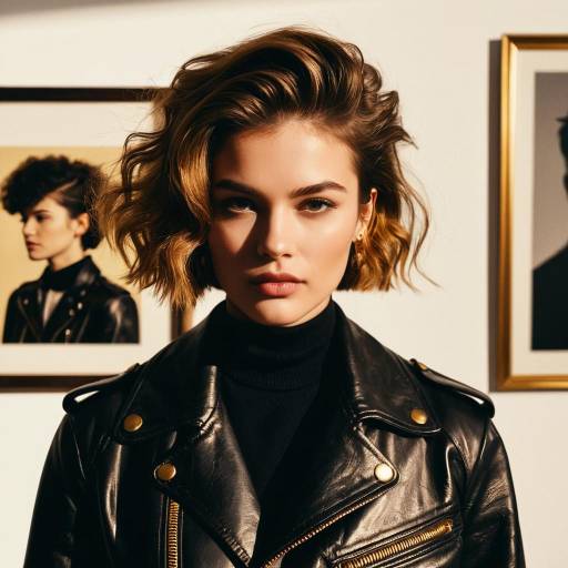 Fashion Model with Mutton Chops Hairstyle in Leather Jacket