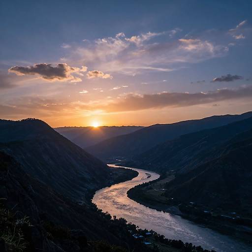 Twilight Valley with Luminous River