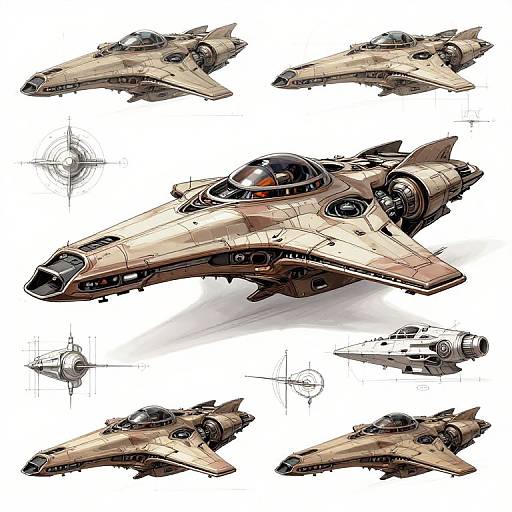 Medieval Starship Concept Art Sheet