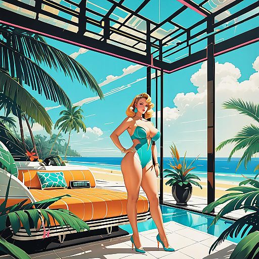 Retro-Futuristic Tropical Villa Vibe