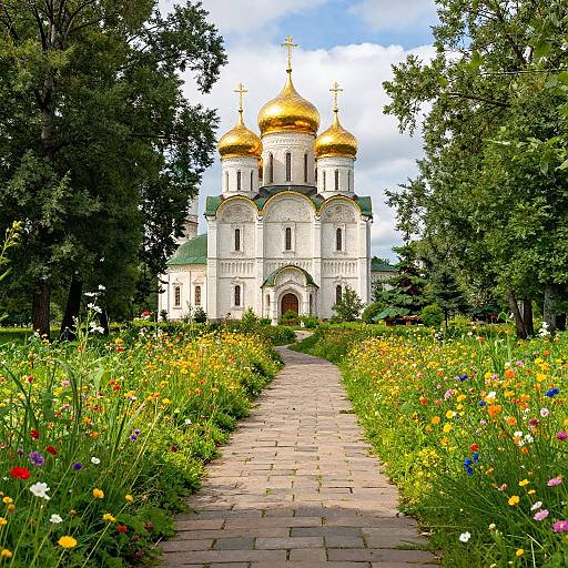Stone Path to Golden Onion Domes
