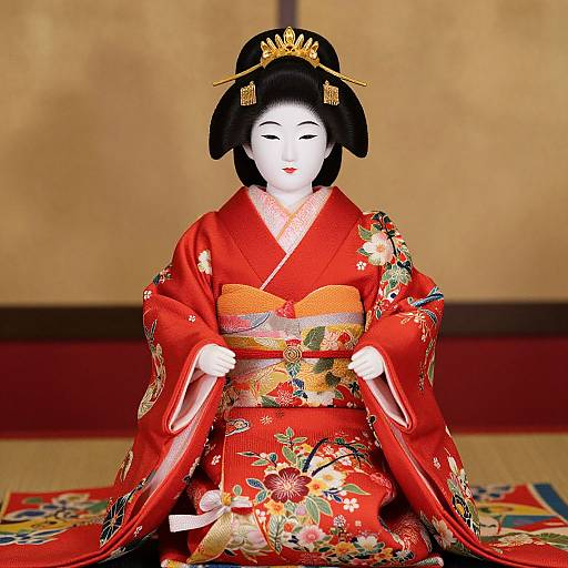 Elegant Traditional Japanese Doll Okaji