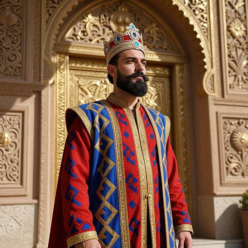 Regal Bearded Man in Ornate Attire