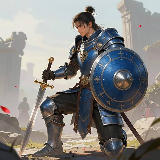 Mystical Warrior in Surreal Landscape